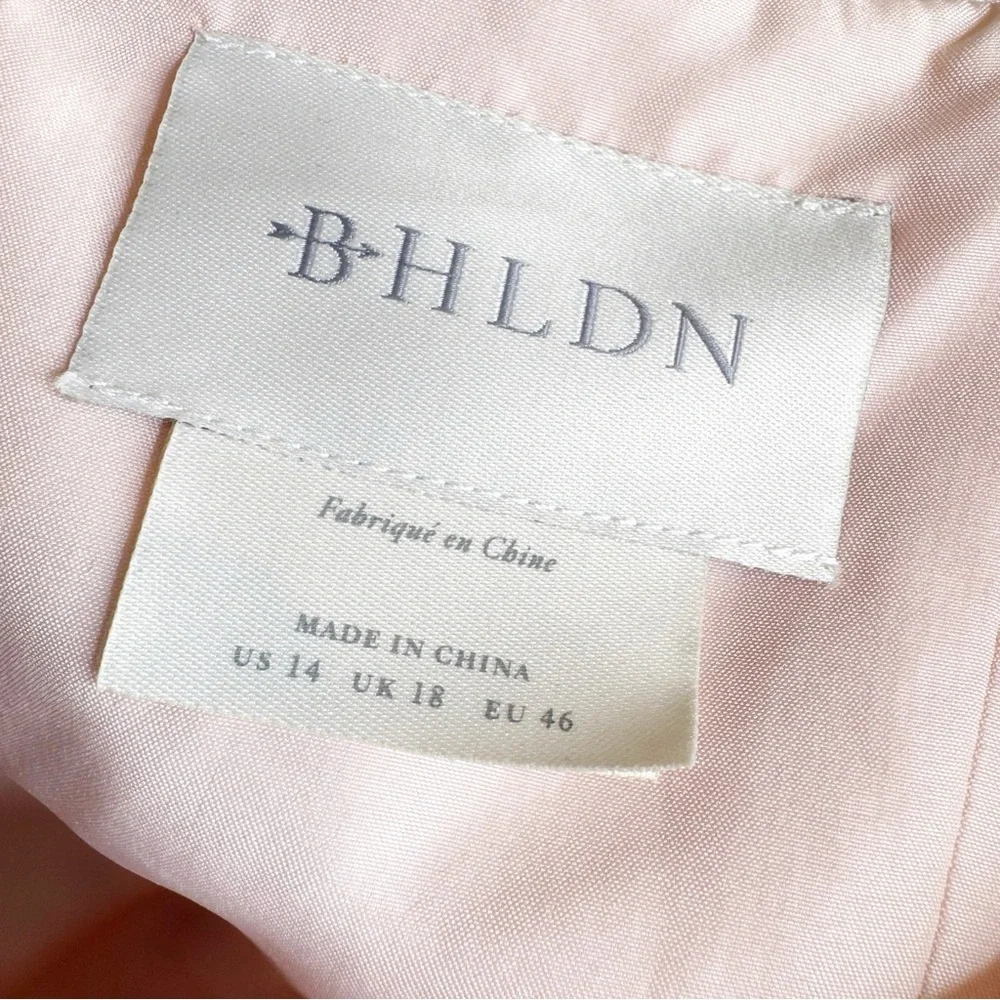 NWT BHLDN Poppy Square Neck Satin Jacquard Midi Dress Blush Pink Size 14